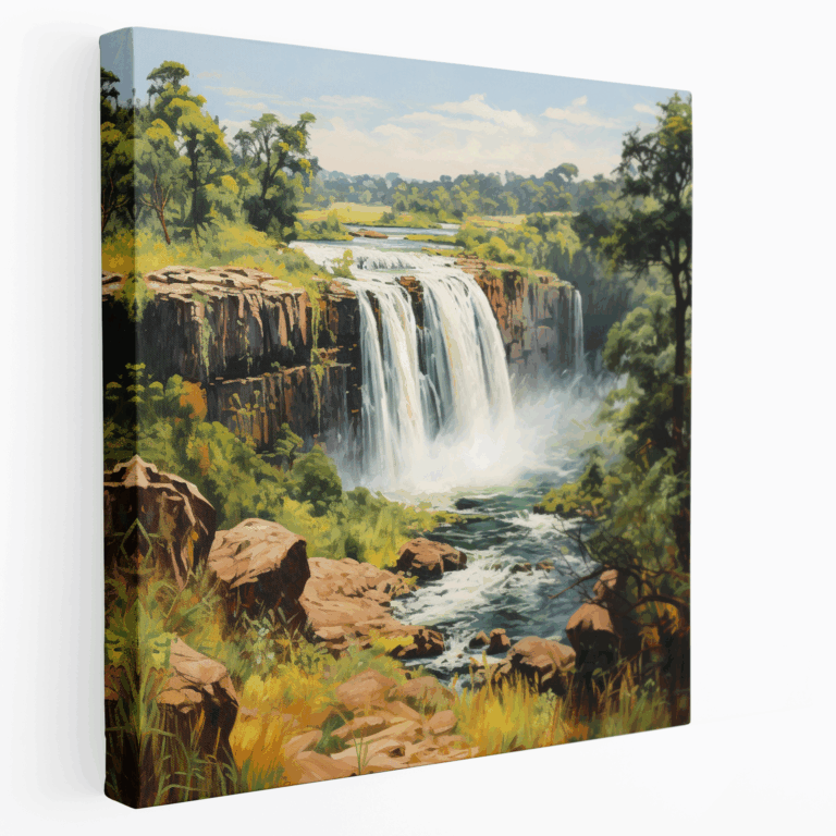 Afrikanische Wasserfall Leinwandbild in impressionistischem Stil