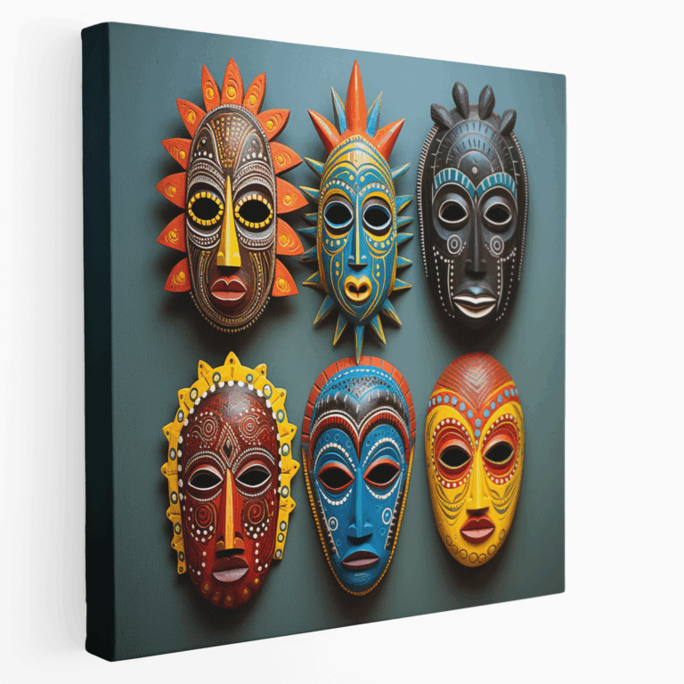 Leinwandbild Sammlung von detailreichen Masken