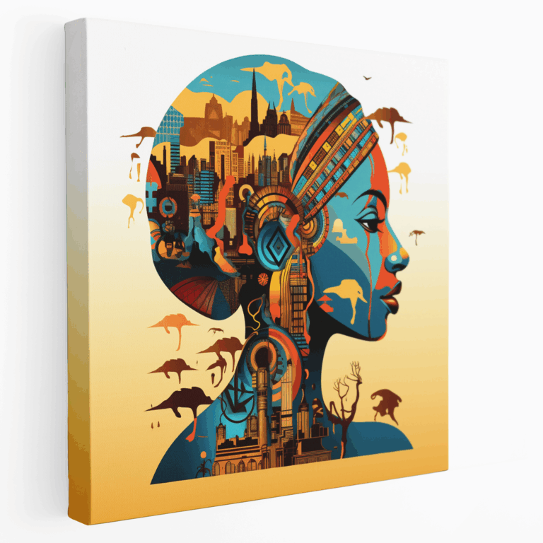 Buntes Afrikanisches Kontinent Pop Art Leinwandbild