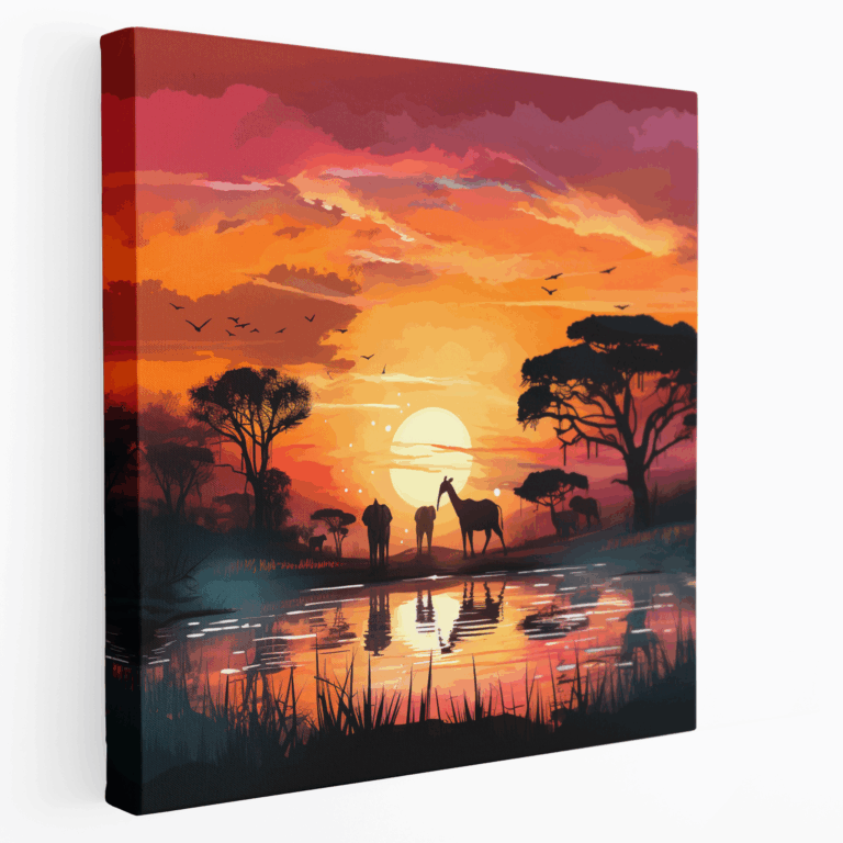 Safari Silhouette Leinwandbild