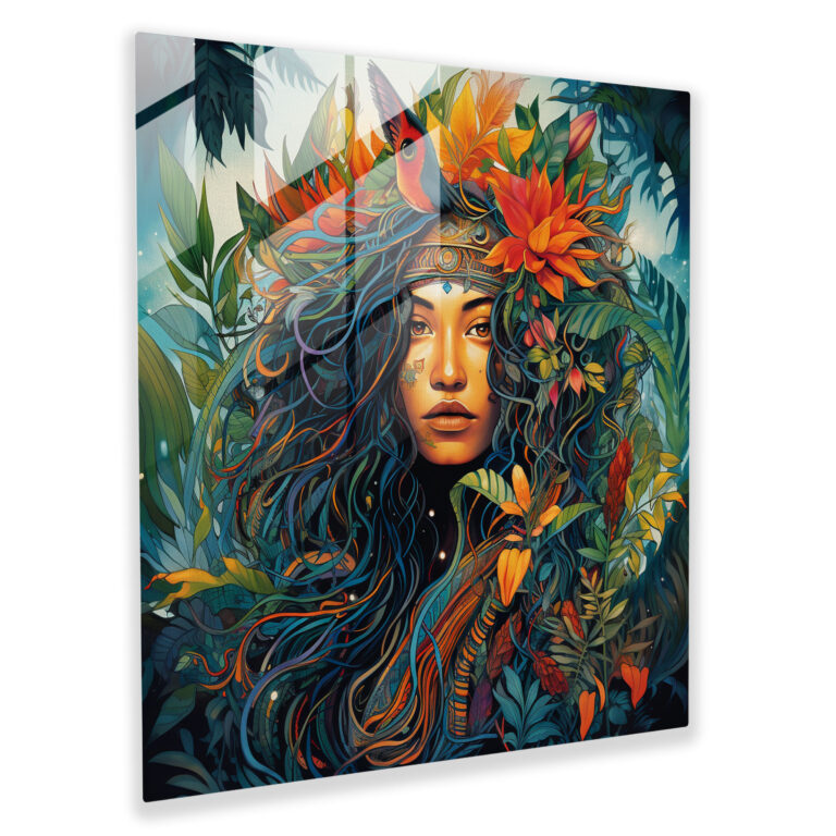 Glasbild Amazon Frauen Illustration - Tattoos Heimdekoration
