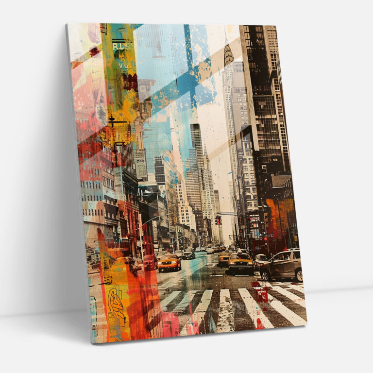 Andy Warhol Wanddekoration - Glasbild Stadtlandschaft Collage