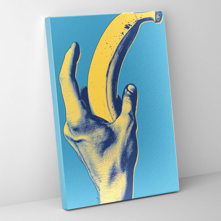 Andy Warhol Bananen Wandkunst - Leinwandbild Wanddekoration Blaue Hintergrund