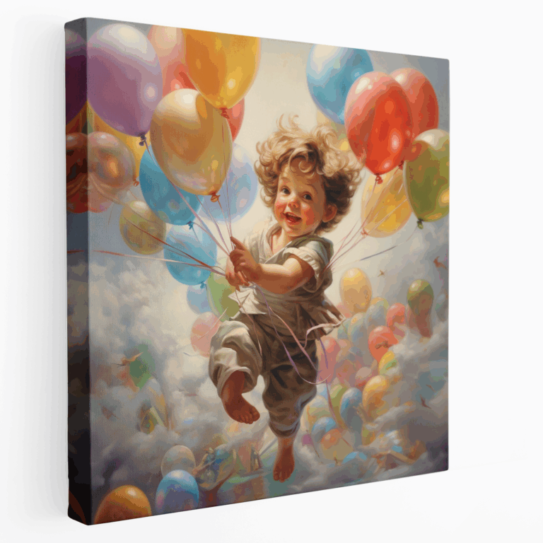 Spielerisches Engelsballons Leinwandbild