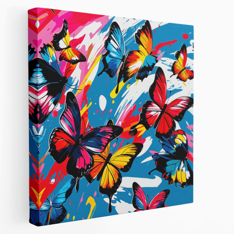 Lebendiges Schmetterlings-Collage Leinwandbild