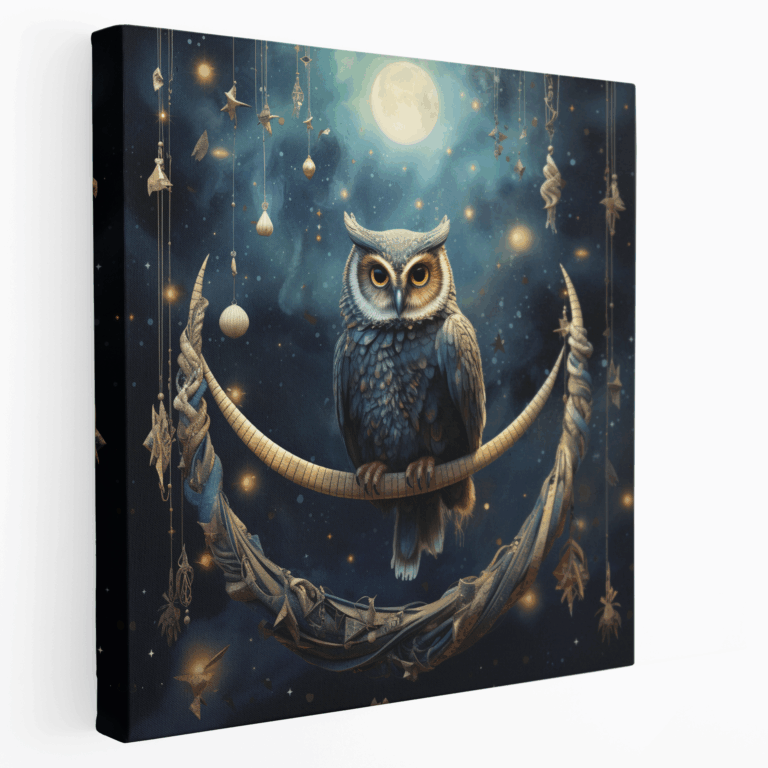 Mondlicht Eulen Surreales Leinwandbild