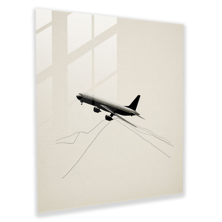 Flugzeug Glasbild - Eleganz und Leichtigkeit