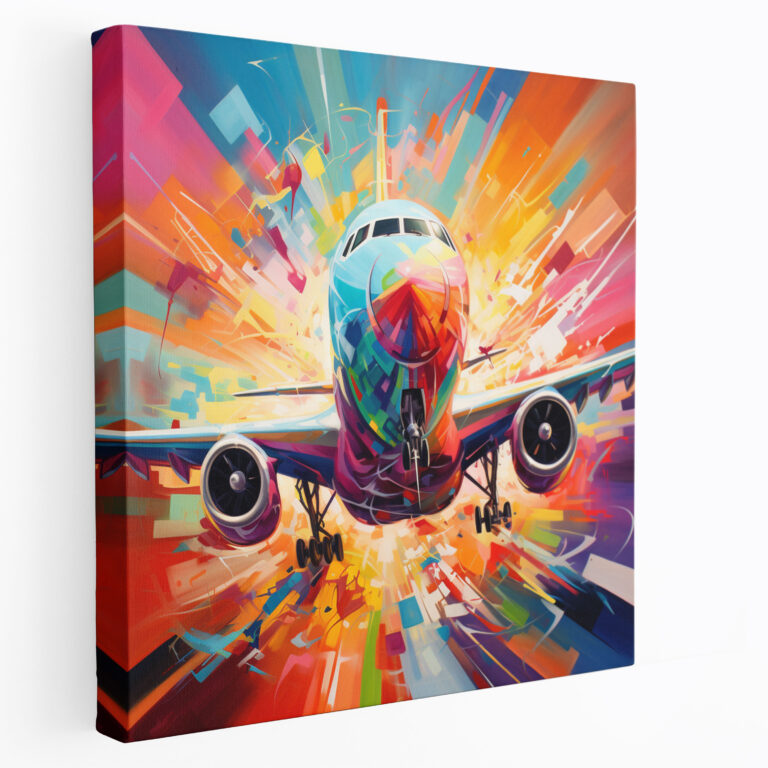Leinwandbild Flugzeug - Moderne Wanddekoration - Flugzeug Abstrakt Bewegung Leinwand