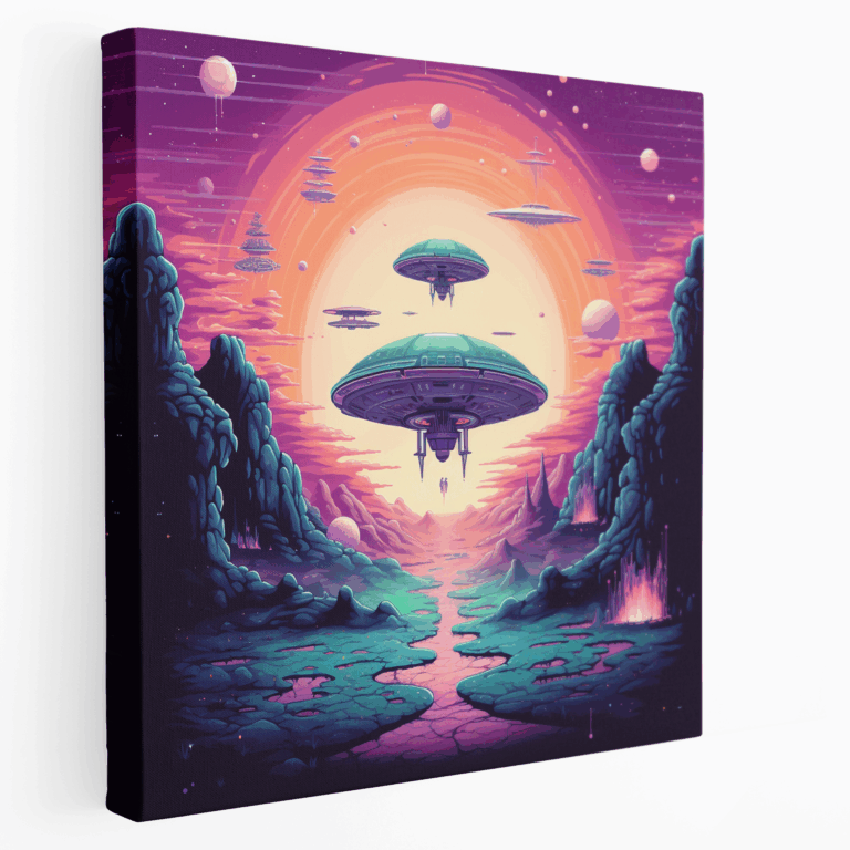 Leinwandbild Pixelierte Weltraumforscher