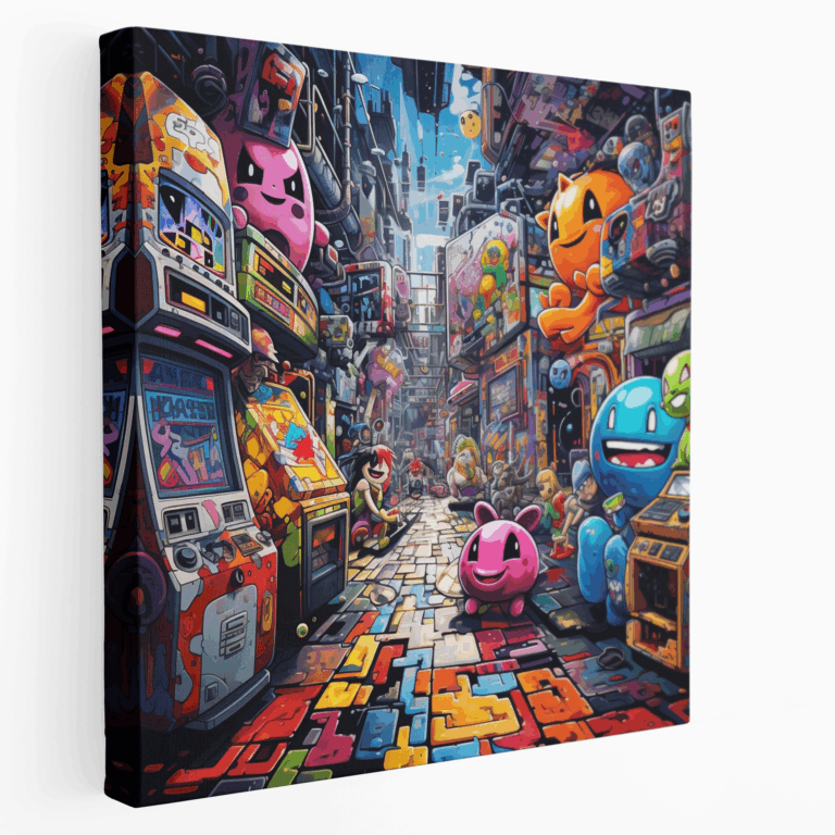 Graffiti Leinwandbild mit Arcade-Game-Charakteren