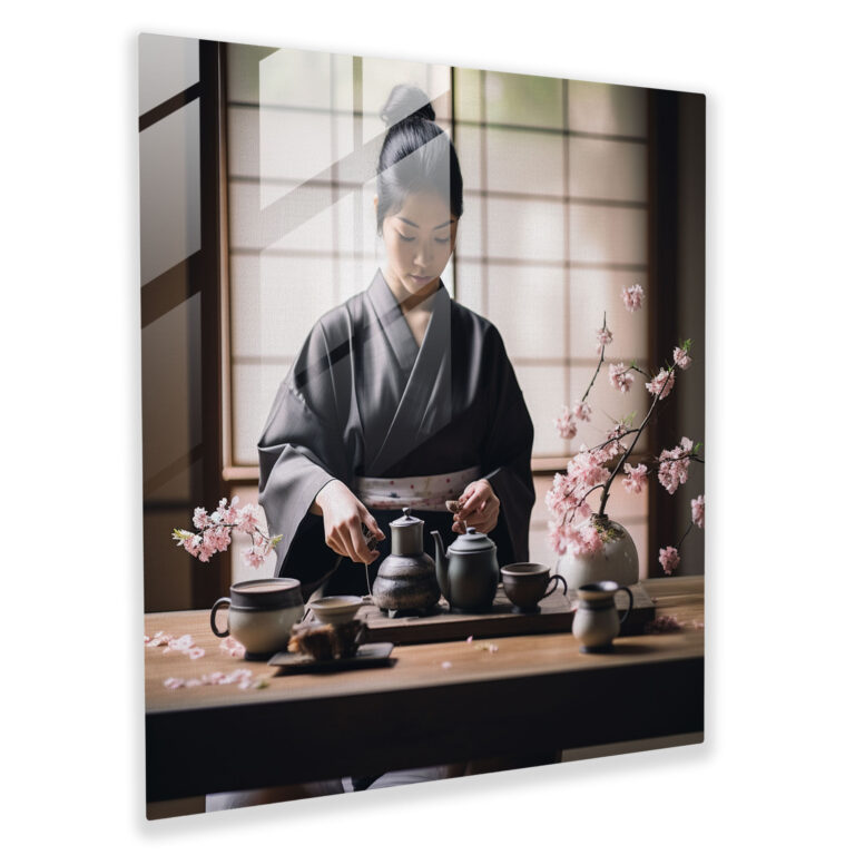 Asiatische Teezeremonie Glasbild - Asiatisch Glas Kunst Asiatische Bräuche Traditionelle Japanische Teezeremonie