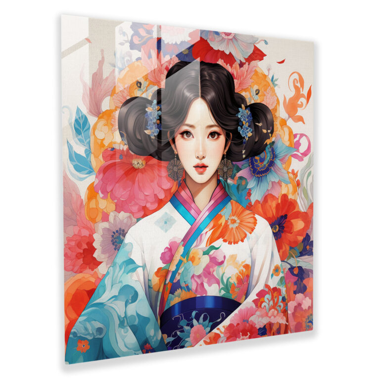 Asiatisches Glasbild - asiatisch Wohn-Dekoration zeitgemäß Mode-Illustration.