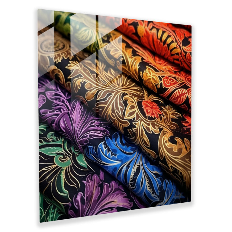 Lebendiges asiatisches Glasbild - Asiatisch Glas Kunst Dynamisch
