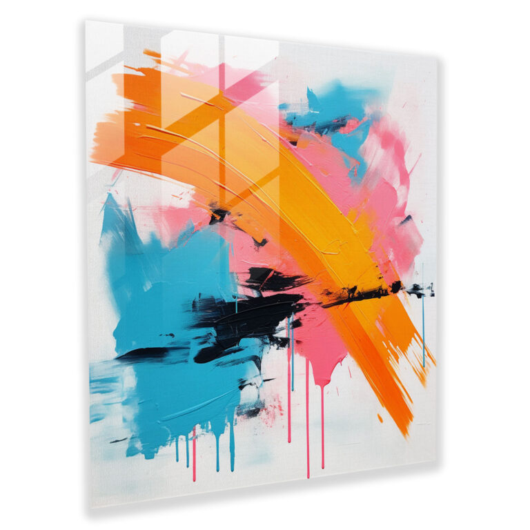 Asiatische Kalligrafie Glasbild - Asiatisch lebendige Farben asiatische Kunst Glas Wandkunst