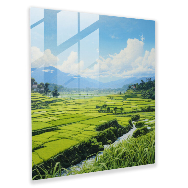 Asiatische Reisfelder Glasbild - Asiatisch Wanddekoration Fülle