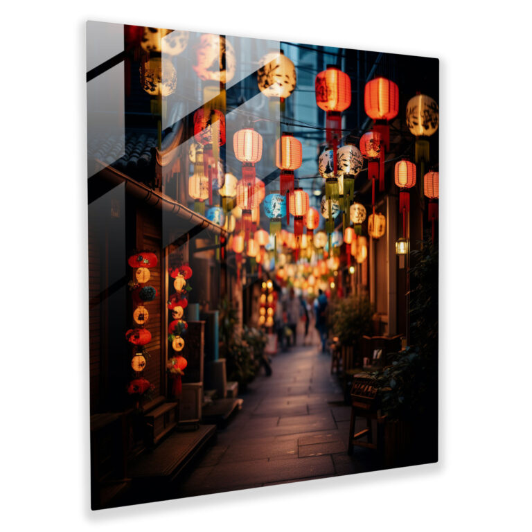 Asiatisches Laternenfestival Glasbild - Asiatisch Glas Kunst Energie