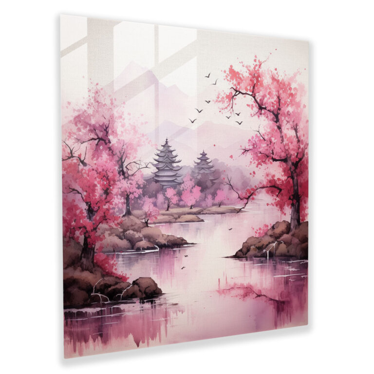 Glasbild Asiatische Gelassenheit - Asiatische Kultur Moderne Kunst