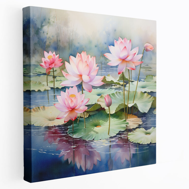 Leinwandbild Asiatische Lotusblüte - Asiatisch für Zuhause Wanddekoration Wandkunst