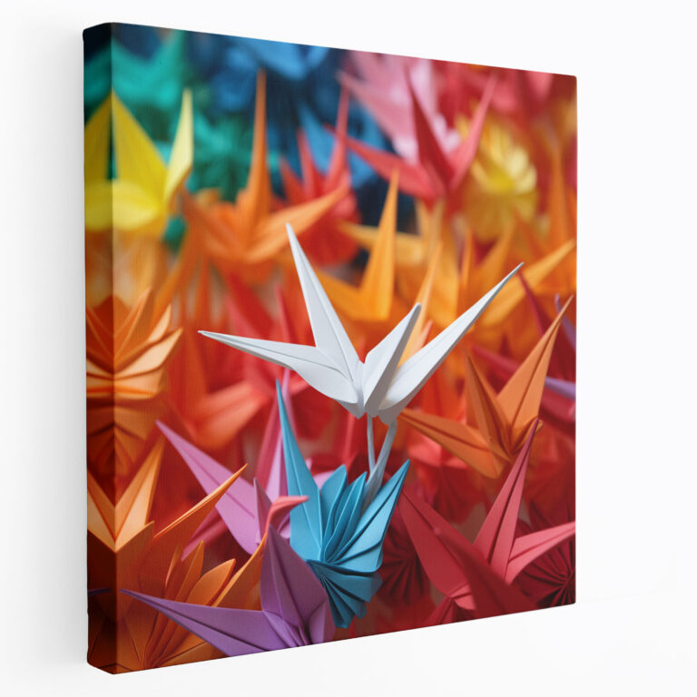 Asiatische Wandkunst: Anmutige Kraniche - Asiatisch Leinwandbild Kraniche.