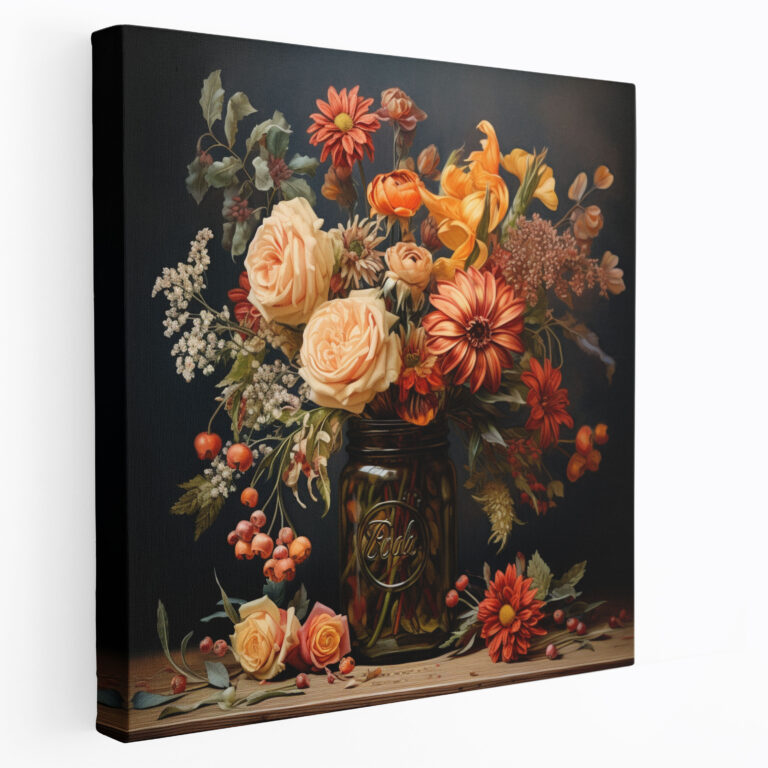 Herbstliche Blumen im Vintage-Stil Wandkunst - Herbst Vintage-Design Leinwand Leinwand Wandkunst