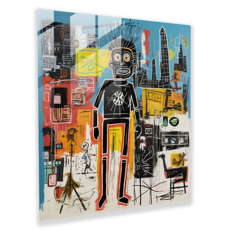 Glasbild Stadtbild Basquiat mit lebendiger Energie