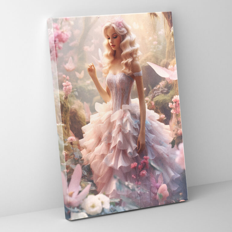 Barbie Märchenwald Leinwandbild - Barbie Leinwand Wandkunst Pastellfarben-Palette