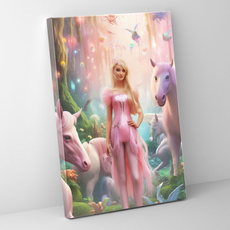Barbie Leinwandbild: Verzauberter Wald - Barbie Wandkunst verspielt