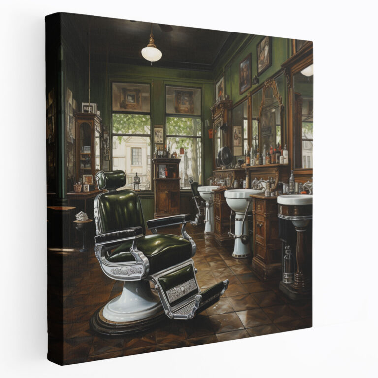 Ölgemälde eines klassischen Barber Shops auf Leinwand - Barber realistisch Wanddekoration
