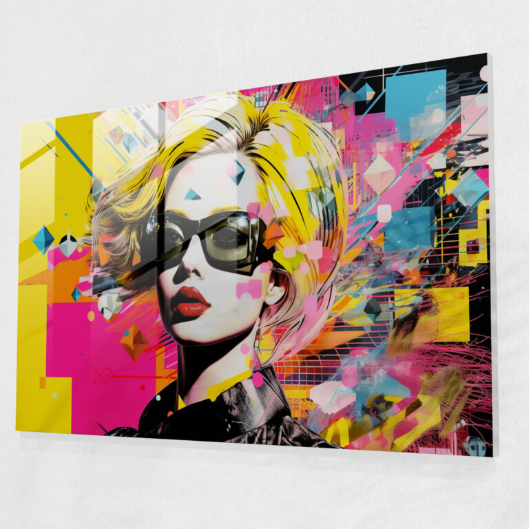 Blockchain Glasbild - Moderne Kunst Lebendige Collage