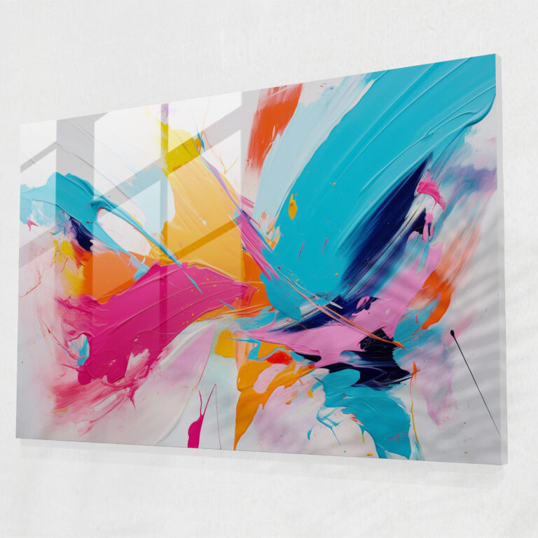 Glasbild Blockchain - Abstraktes Expressionistisches Gemälde Glasbild Immer im Wandel