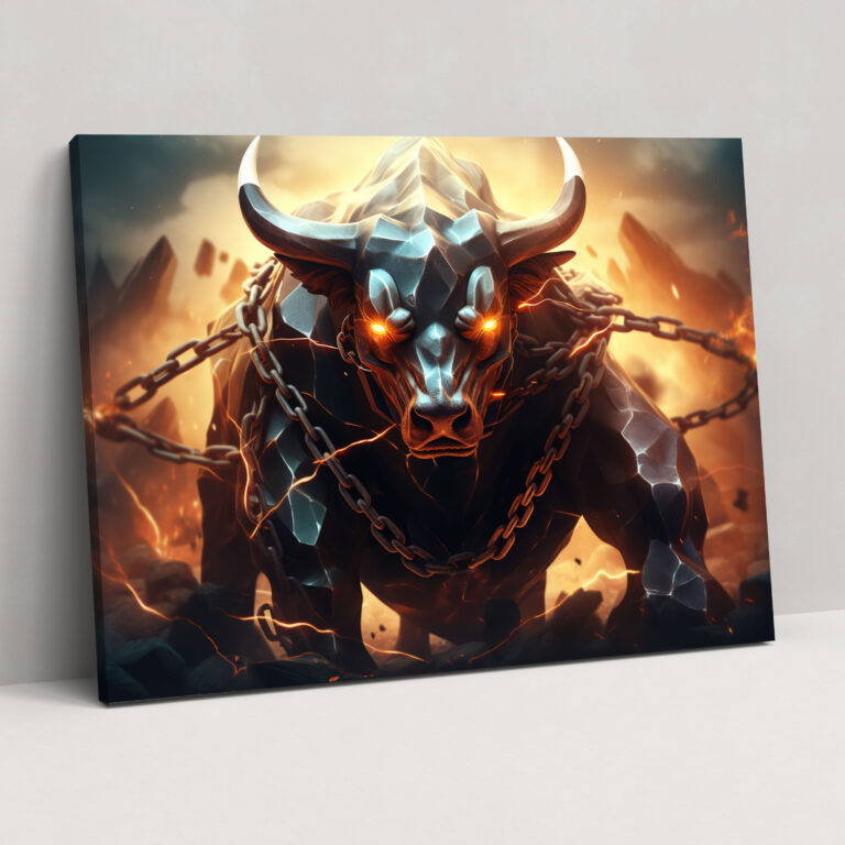 Blockchain Bull Leinwandbild - Stärke für deine Wanddekoration zu Hause