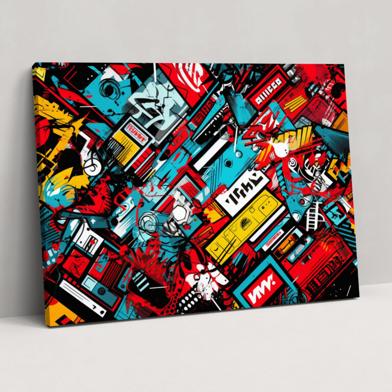 Pop-Art-Blockchain-Wandkunst - Leinwandbild lebendige Darstellung Canvas