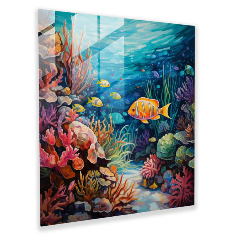 Glasbild Tropische Fische - Strand Blaue Gewässer Wanddekoration