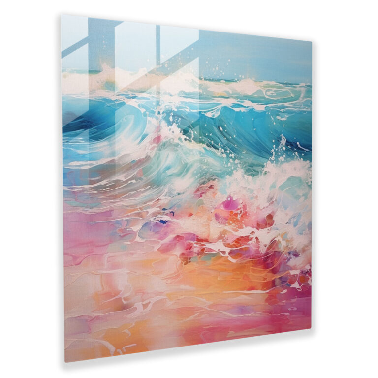 Glasbild Strandstimmung - Strand Wellen abstrakte Malerei Wohnkultur