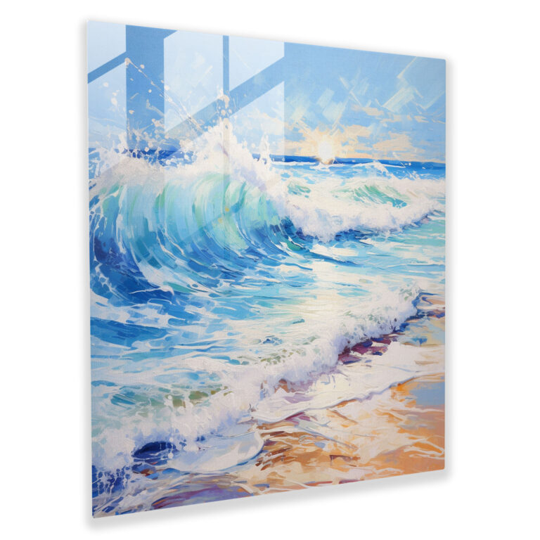 Glasbild mit brandenden Wellen - Strand Wohnkultur Glas Wandkunst