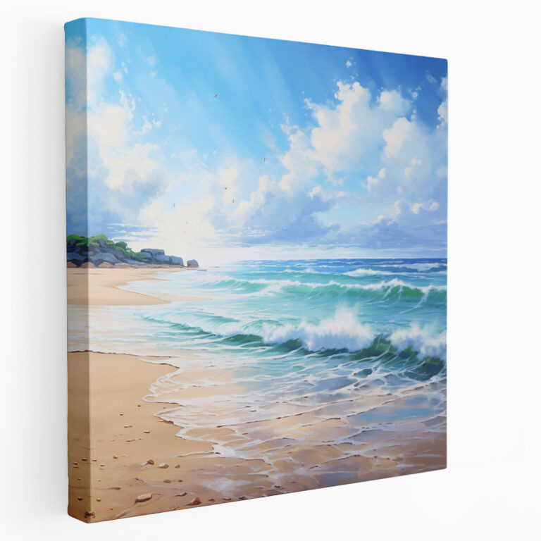 Leinwandbild Strand - Ruhevolles Meerespanorama Wandkunst - Strand Meerespanorama Wanddekoration Wellen
