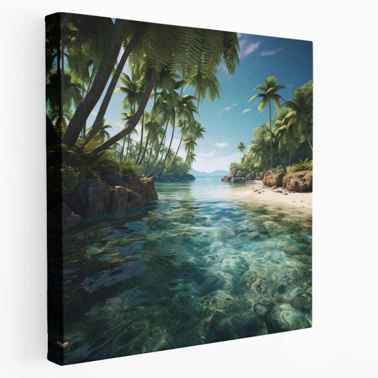 Tropisches Strand Leinwandbild - Paradies Wandkunst - Strand Leinwandbild Wandkunst