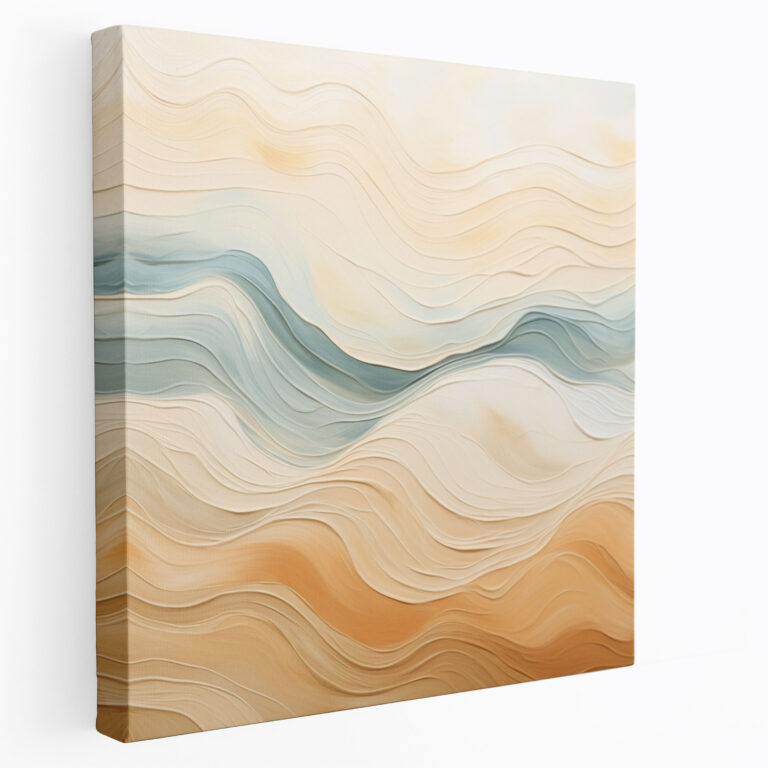 Beige Wellen Leinwandbild - Beruhigendes Beige Wanddekoration