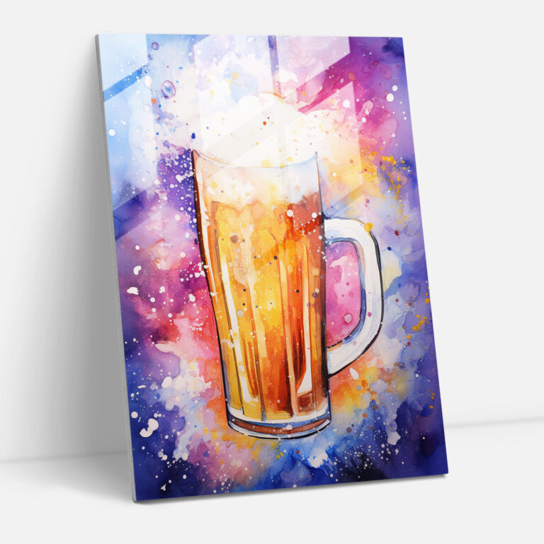 Bierglas Leinwandbild - Bier lebendige Farben moderne Kunst schäumender Krug