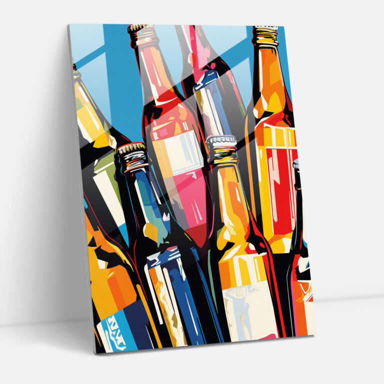 Bier Pop Art Glasbild - Bier Pop Art-Stil Grafikbild Bier Pop Art Glasbild Moderne Kunst