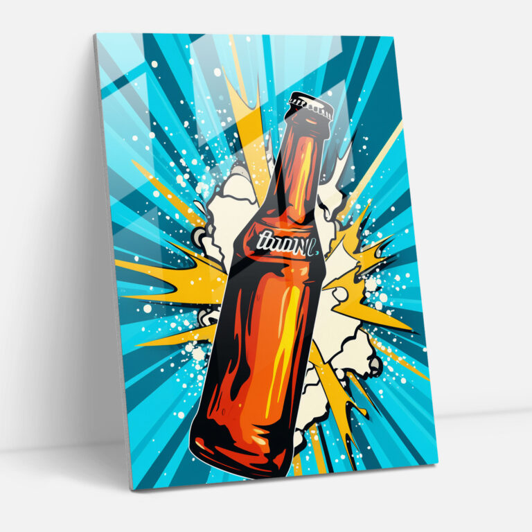 Moderne Bierkunst - Bier Leinwandbild Bierflasche Glaswandkunst
