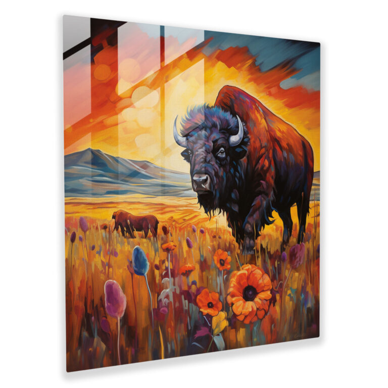 Buffalo Traum Glasbild - Buffalos Wanddekoration moderne Kunst Wohnkultur