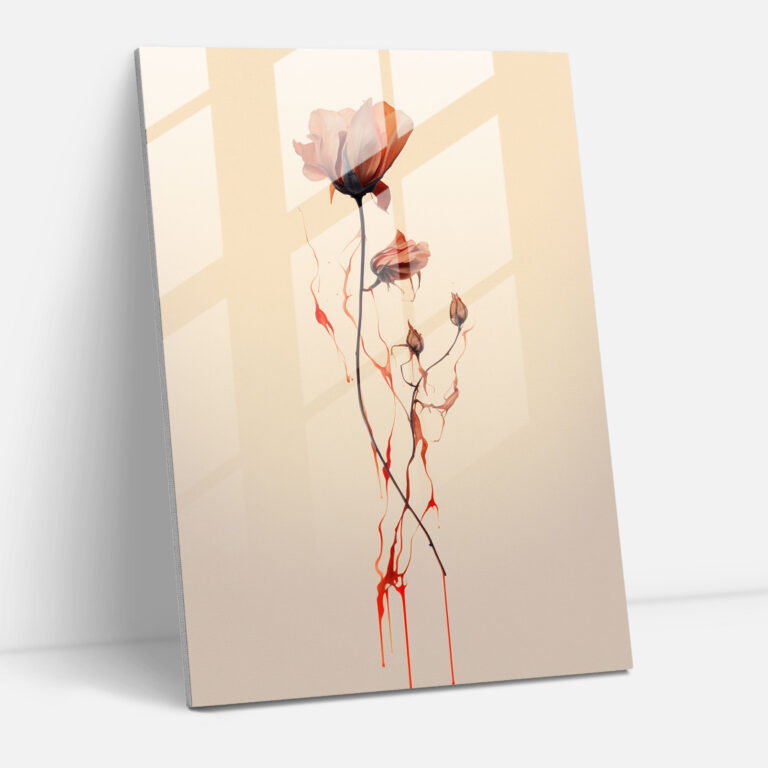 Wanddekoration mit Blutenden Blumen - Glasbild Leinwandbild Ruhevolle Atmosphäre