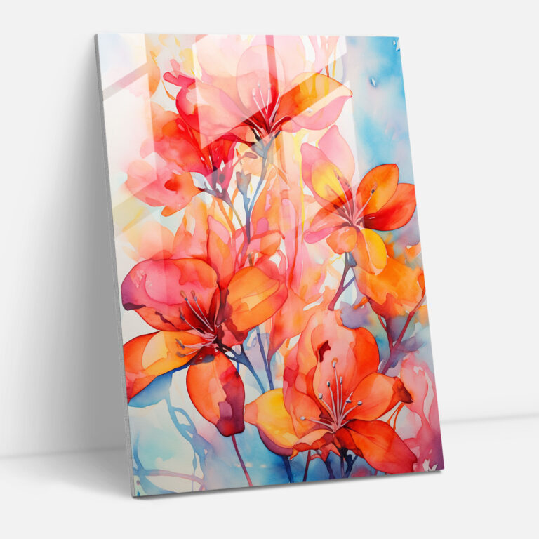 Glasbild Blutende Blumen - Moderne Kunst Glasart