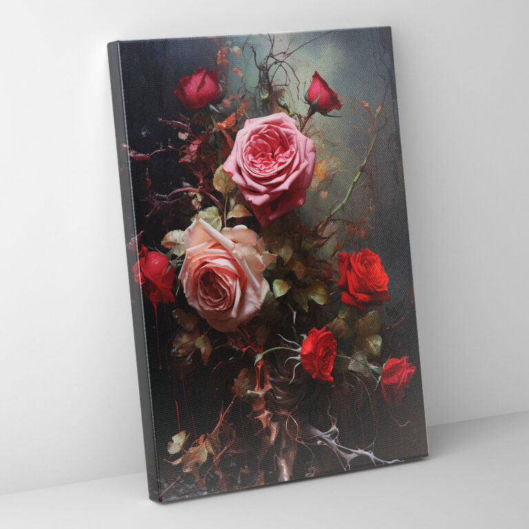 Realistisches Blutendes Rosen Leinwandbild - Blutende Blumen Blumen Wanddekoration Blutende Rose