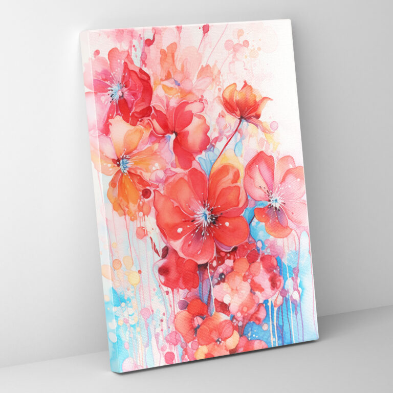 Abstraktes Leinwandbild Blühende Blumen - Wanddekoration Leinwandkunst