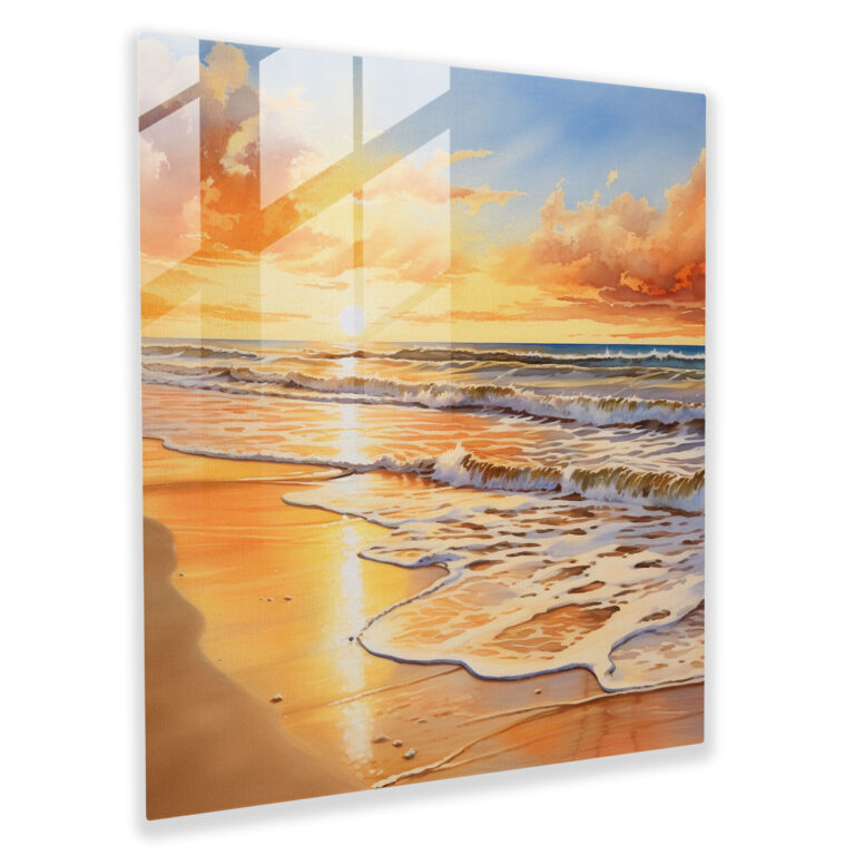 Serenity Glasbild in Beige - Modernes Kunstwerk für die Wohnraumgestaltung