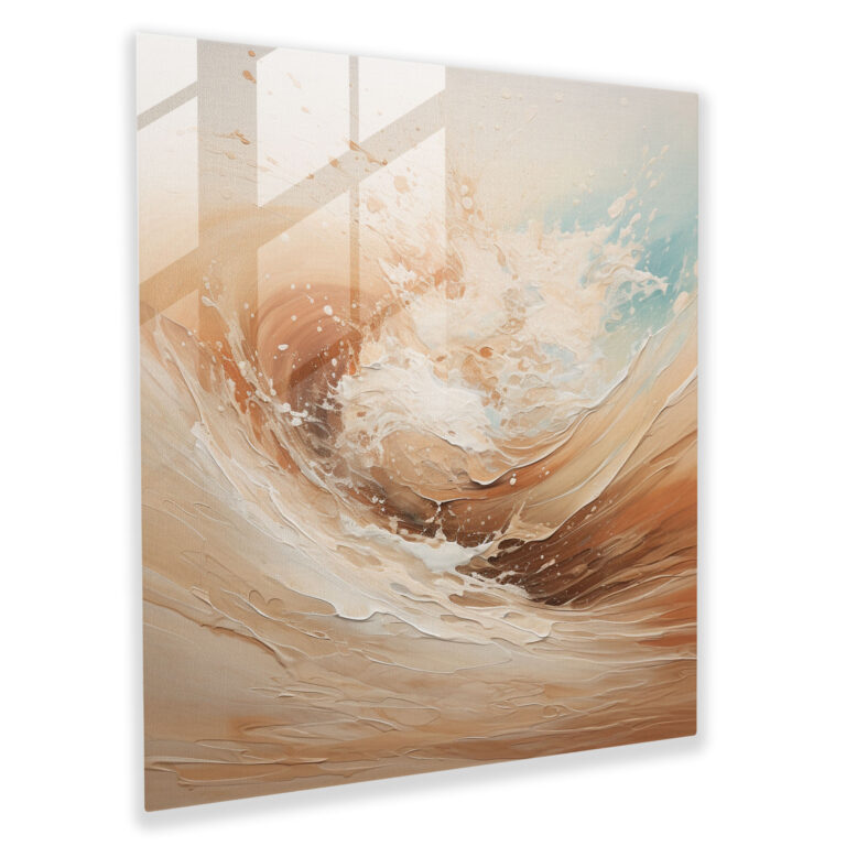 Beige Wellen Glasbild - Beige Glas Wandkunst Glas Kunst Glasdruck