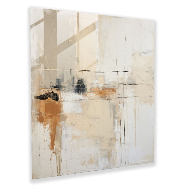 Neutrales Beige Abstraktes Glasbild - Beige Wohn-Dekoration