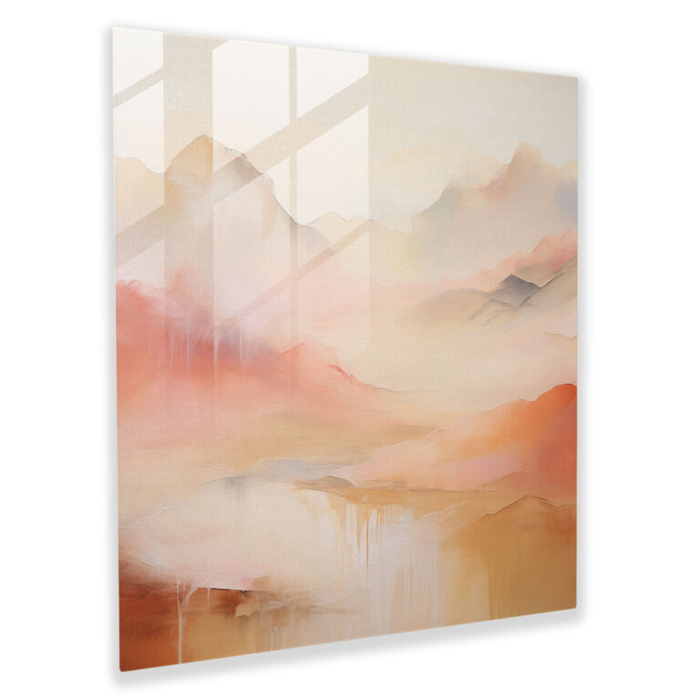 Beige Sonnenaufgang Glasbild - Beige Dekoration für Zuhause Glasbild Moderne Kunst